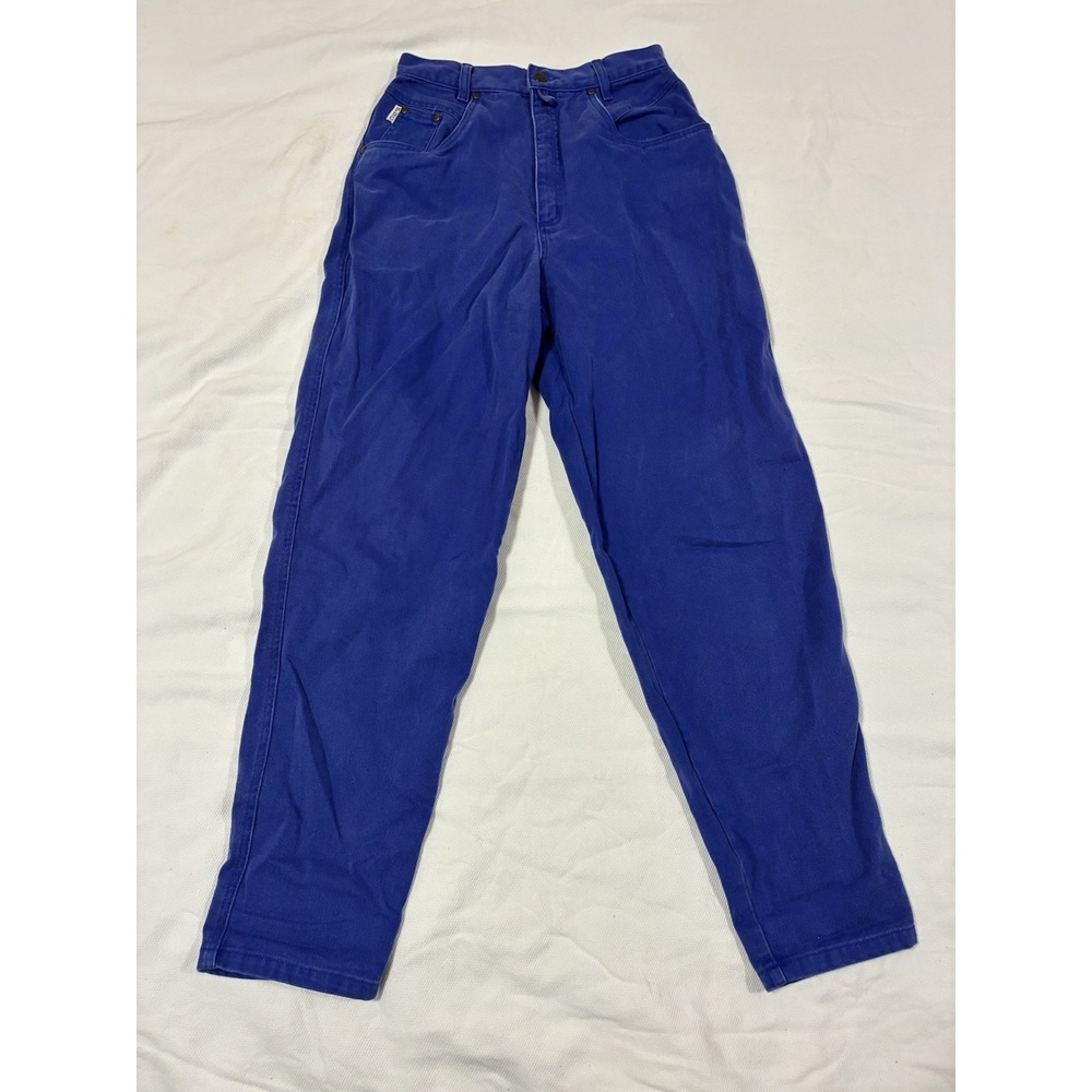 VTG 80s 90s Paris Sport Club High Waist Tapered Mom Jeans Royal Blue 11‎